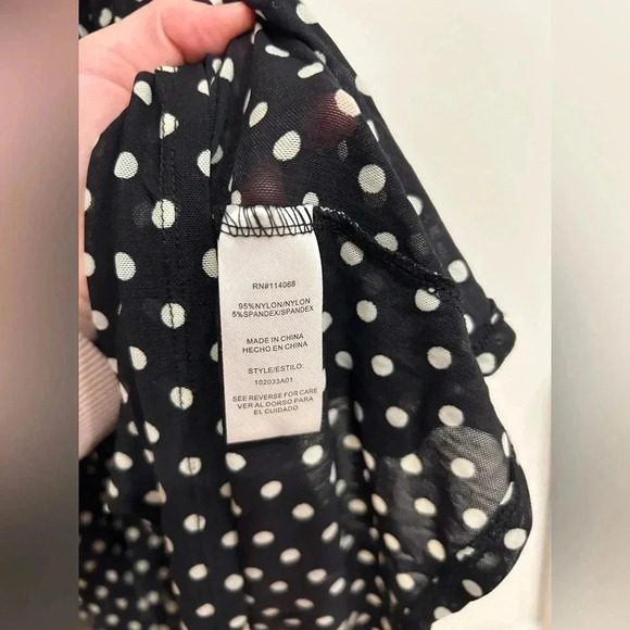 SPIRIT OF GRACE mesh polka dot tiered midi long sleeve dress S Ivy city co - Picture 5 of 9